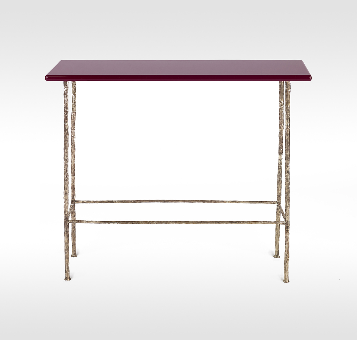 Alga Consolle in Bronze with Natural Wood Laquered in Red
