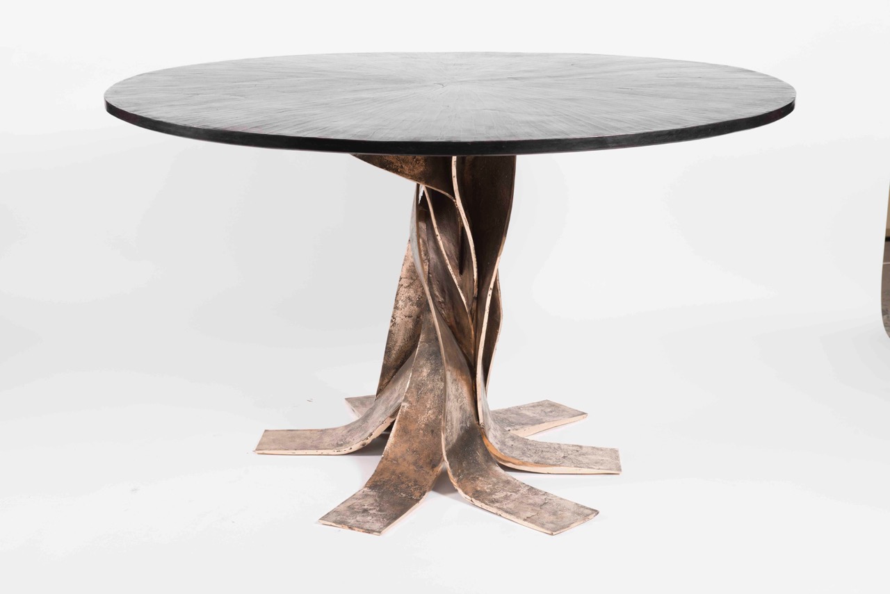 Scottato Dinner Table in Bronze with Black Patina