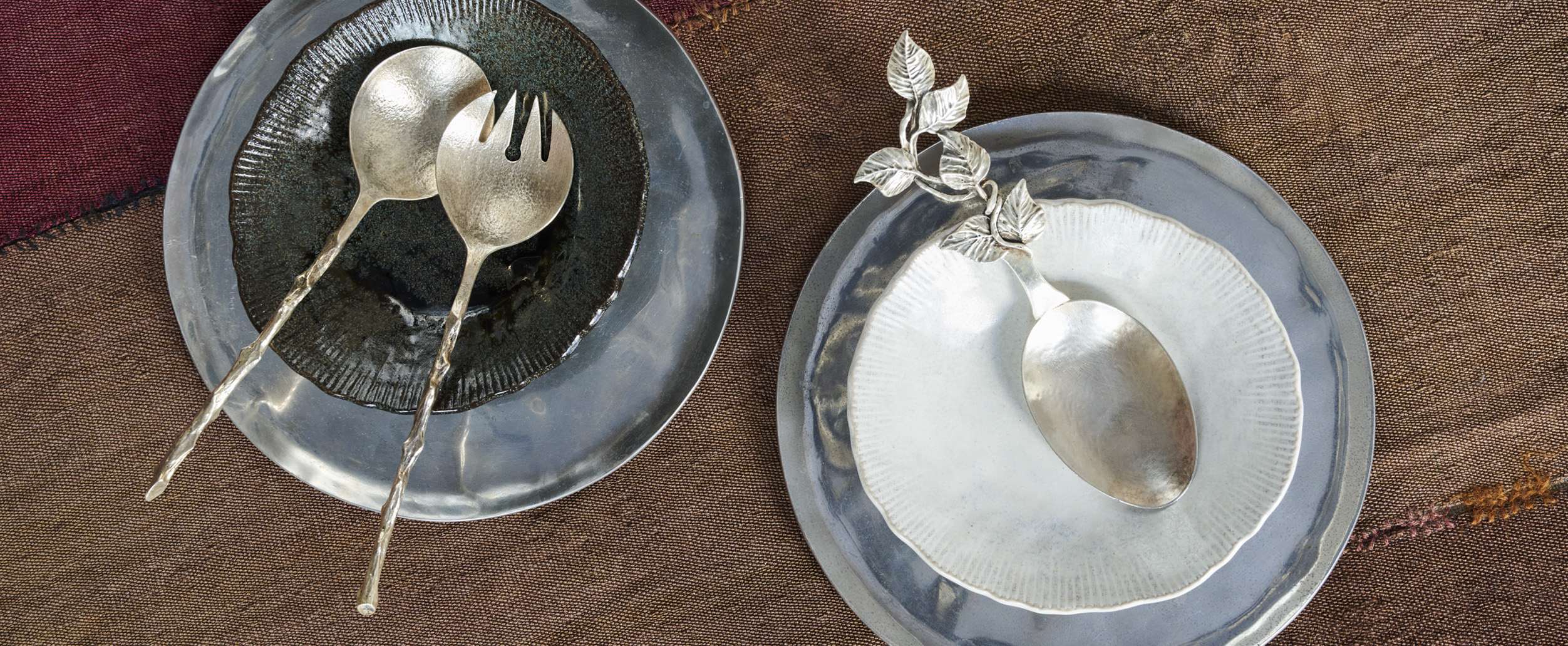 Foglie Risotto Serving Spoon in Silver