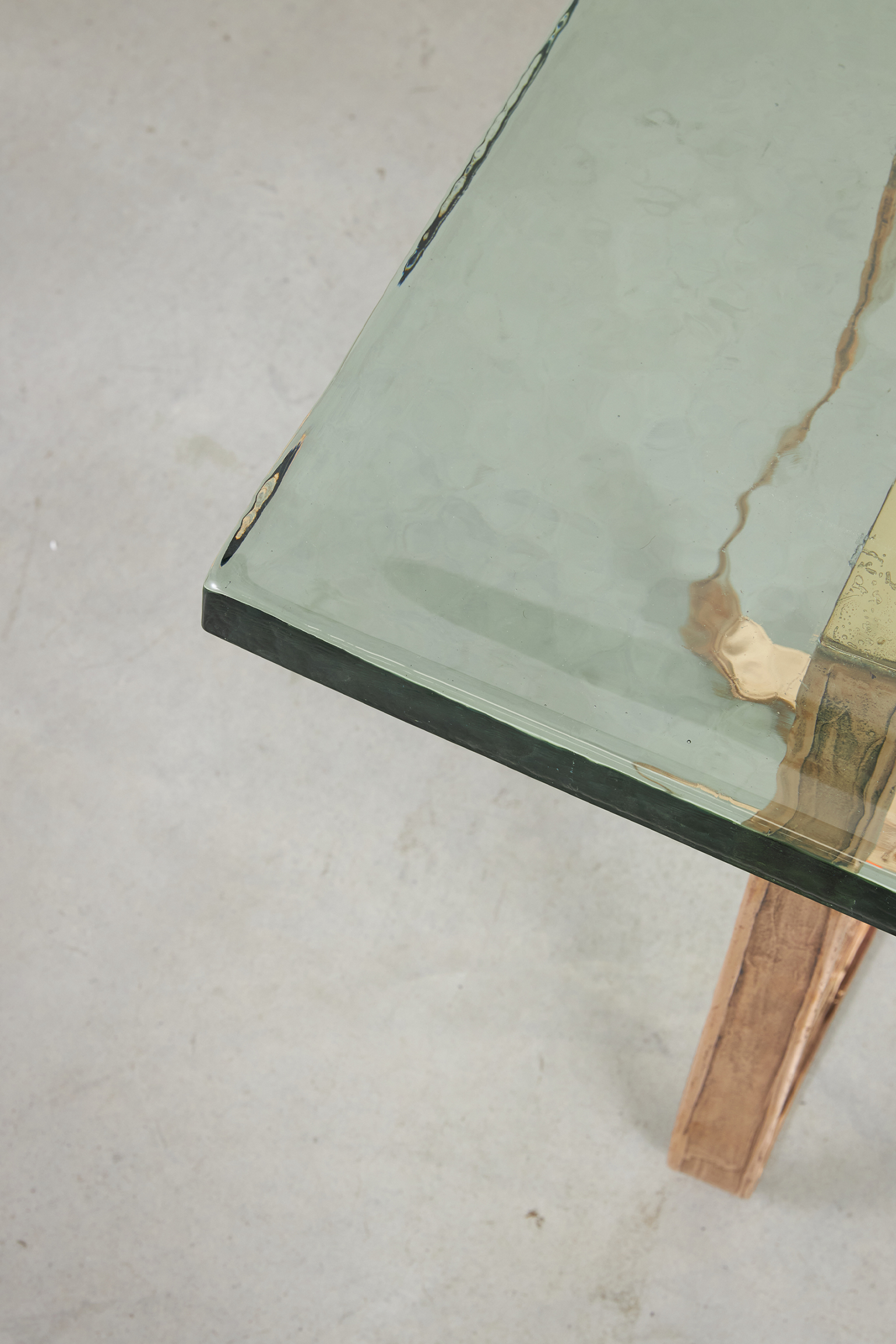 Vetro Coffee Table in Bronze with Green Cast-Glass