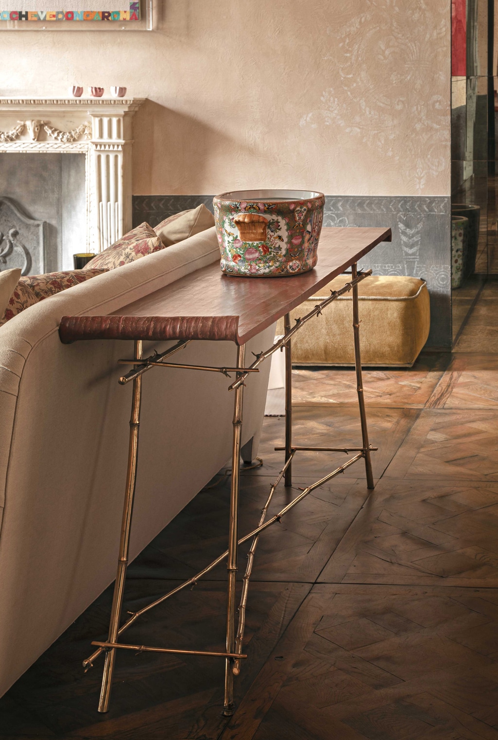 Bambù Console in Bronze with Red Patina