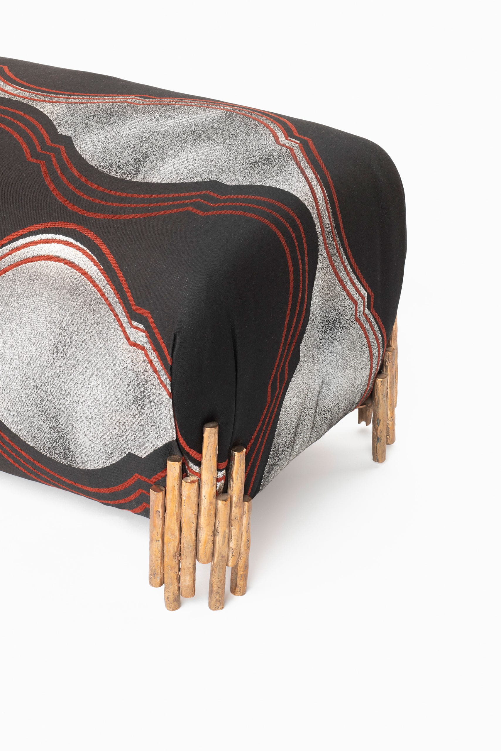 Scottato Banquette in Bronze with Hosoo Fabric