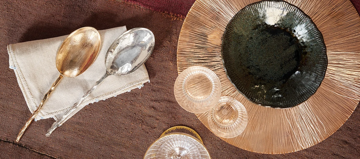 Rose Branch Risotto Serving Spoons in Sterling Silver