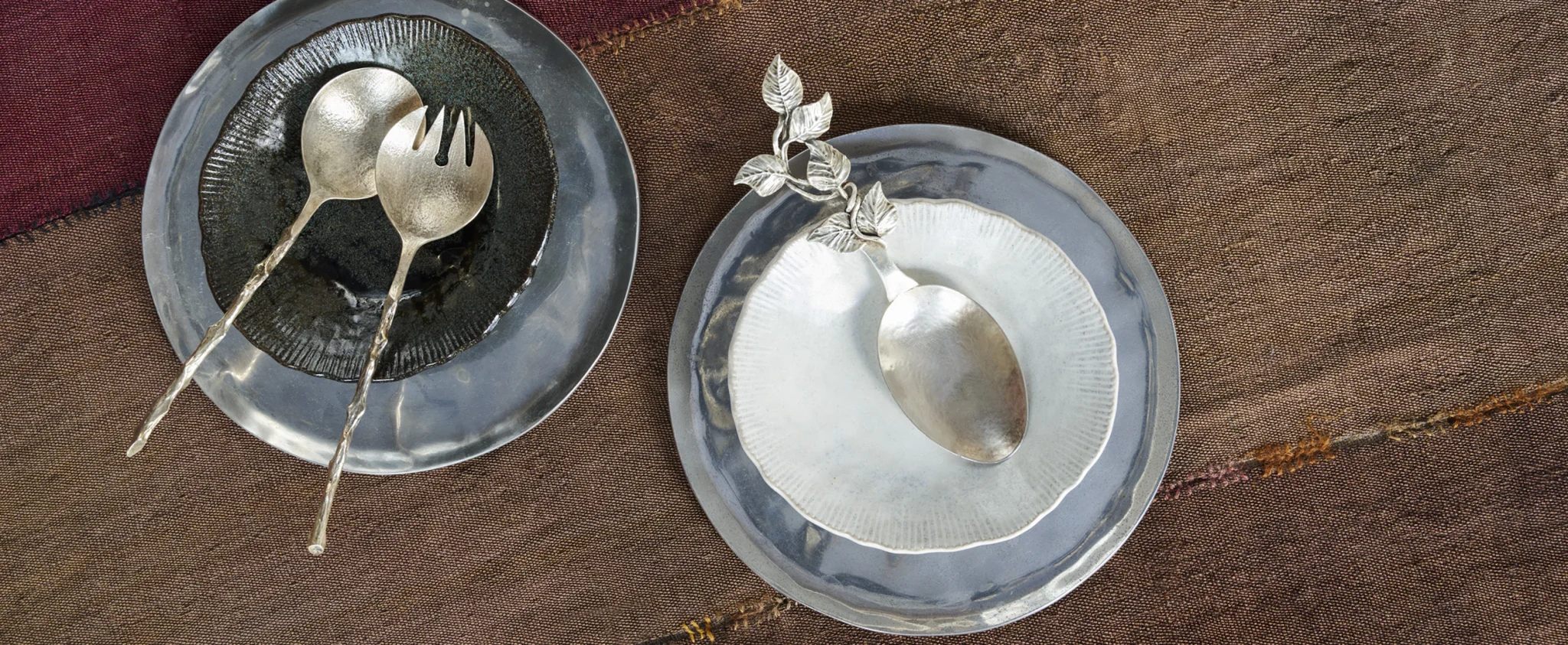 Rose Branch Risotto Serving Spoons in Silver